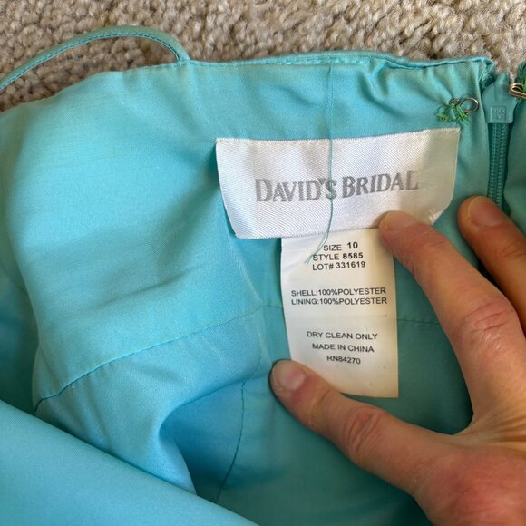David's Bridal dress size 10 - blue bridesmaid / prom / formal satin strapless - Picture 4 of 4